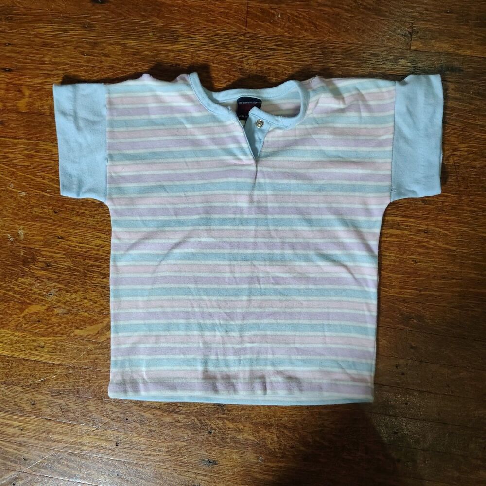 VTG Pastel Striped Girls JCPenny Short Sleeve Top Sz Small/T729